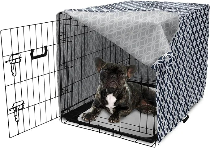 Ambesonne Navy Blue Dog Crate Cover, Marine in Geometric Pattern Design Ocean Travel Cruise Mosaic Ornament, Easy to Use P...