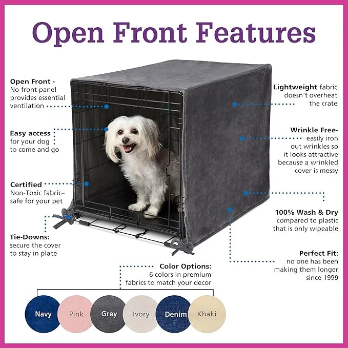 Pet Dreams Dog Crate Cover & Mat- Breathable Non-Toxic Kennel Topper for Single-Door Crates, Fits iCrate Dog Cages 18, 24,...