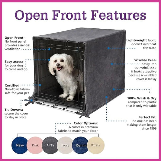 Pet Dreams Dog Crate Cover & Mat- Breathable Non-Toxic Kennel Topper for Single-Door Crates, Fits iCrate Dog Cages 18, 24,...