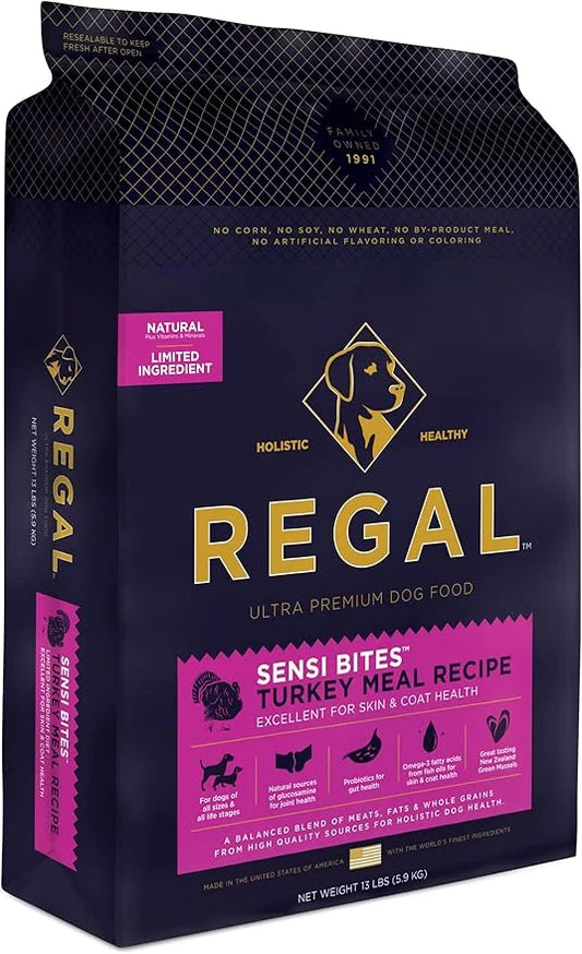 Regal Pet Foods Adult Sensi Bites Turkey Meal Recipe - All Natural, Limited Ingredient Dry Dog Food for All Breeds and Siz...