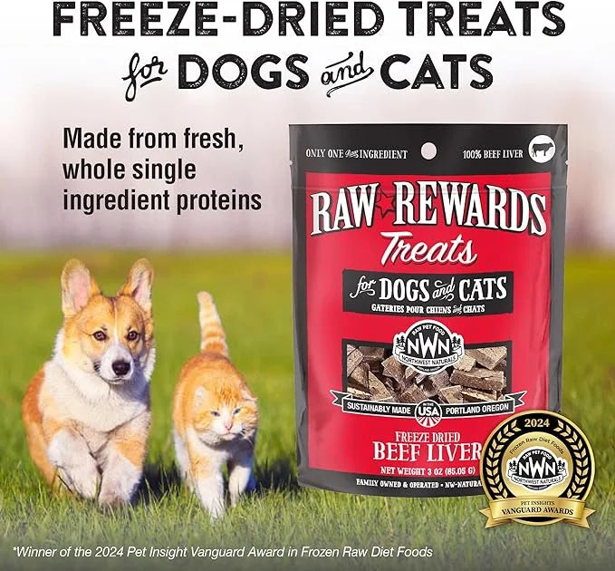 Northwest Naturals Raw Rewards Freeze-Dried Beef Liver Treats for Dogs and Cats - Bite-Sized Pieces - Healthy, 1 Ingredien...
