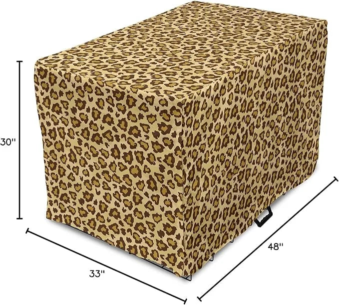 Lunarable Animal Print Dog Crate Cover, Digitally Generated Spots Classic Leopard Skin Graphic, Easy to Use Pet Kennel Cov...