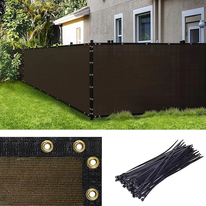 ColourTree 5' x 12' Brown Custom Size Shade Cloth with Grommets - 90% Sunblock, Durable Mesh Fabric Tarp for Dog Kennel Co...