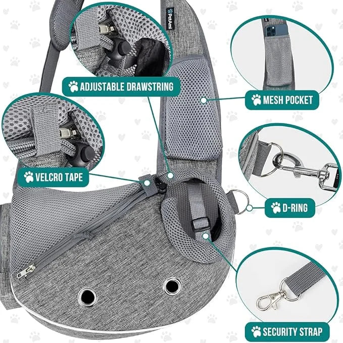 PetAmi Dog Sling Carrier for Small Dogs, Puppy Carrier Sling Purse, Dog Bags for Traveling, Carrying Bag to Wear Medium Ca...