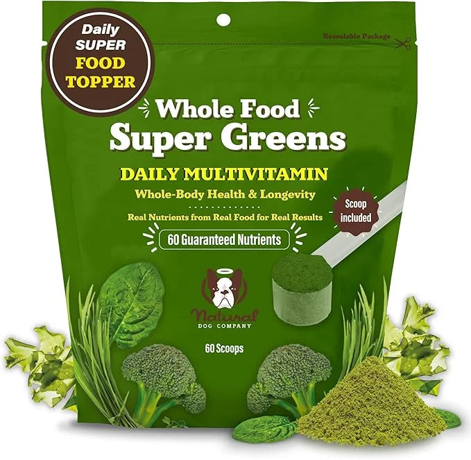 Natural Dog Company Dog Food Topper, Super Greens Dog Multivitamin Powder, Dog Vitamins and Supplements, Boost Immunity & ...