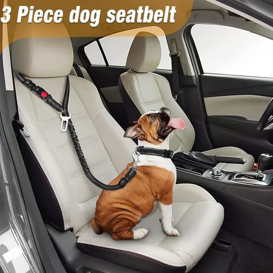 2 Piece Set Dog Seat Belt Retractable Dog Car Seatbelts Adjustable Pet Seat Belt for Vehicle Headrest Restraint Adjustable...