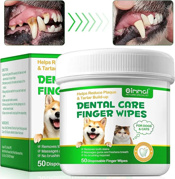Teeth Cleaning Wipes for Dogs & Cats, Reduces Plaque & Freshens Breath Finger Wipes, Disposable Gentle Cleaning & Gum Care...