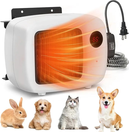Pet House Heater with Thermostat - 2 Heating Modes (200/400W), 6FT Anti Chew Cord, Overheat Protection - Ideal for Dog Hou...