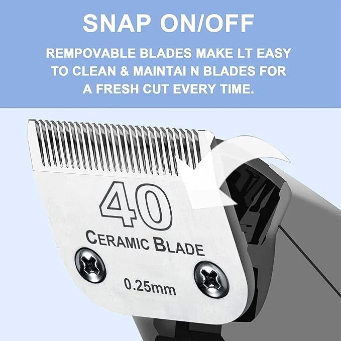#40 Blades Dog Grooming Clipper Replacement Blades Compatible with Andis/Wahl/Oster Dog Clippers,Detachable Ceramic Blade ...