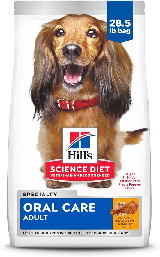 Hill's Science Diet Oral Care, Adult 1-6, Plaque & Tartar Buildup Support, Dry Dog Food, Chicken, Rice, & Barley, 28.5 lb ...