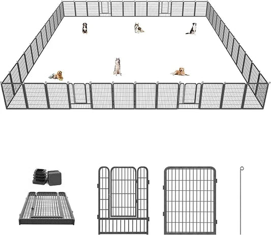 Dog Playpen 40 inch Dog Fence for Outdoor Indoor Use Heavy Duty Metal Dog Pen for Large Dogs, Rustproof Pet Playpen Portab...