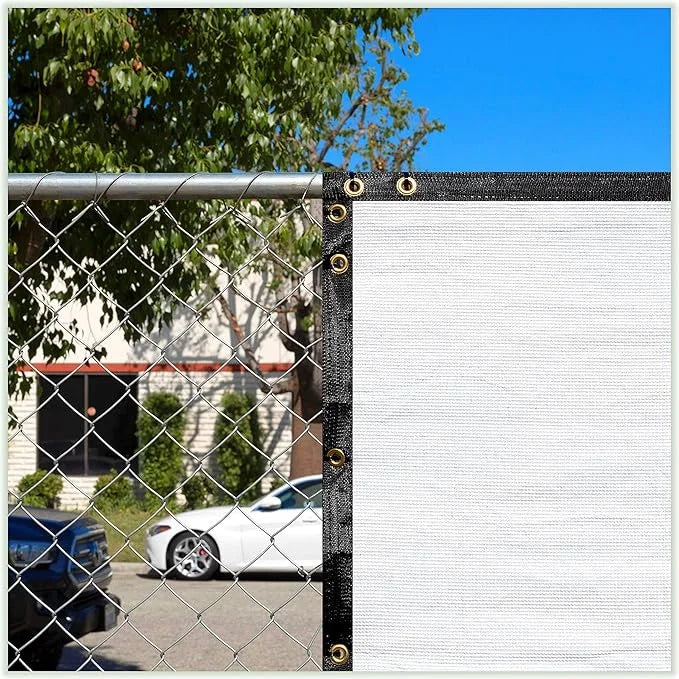 ColourTree 9' x 17' White Custom Size Shade Cloth with Grommets - 90% Sunblock, Durable Mesh Fabric Tarp for Dog Kennel Co...