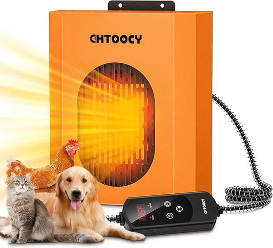 500W Dog House Heater w Thermostat, Adjustable Temp & 24H Timer Button, Outdoor Doghouse Heater for Pet Kennel, 9.8 FT Cor...