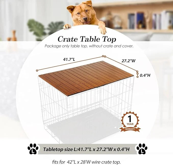 HiCaptain Pet Crate Table Topper ??Foldable Wire Dog Kennel Topper Custom Pet Crate Table (L, for 42 inch Crate) - Product...