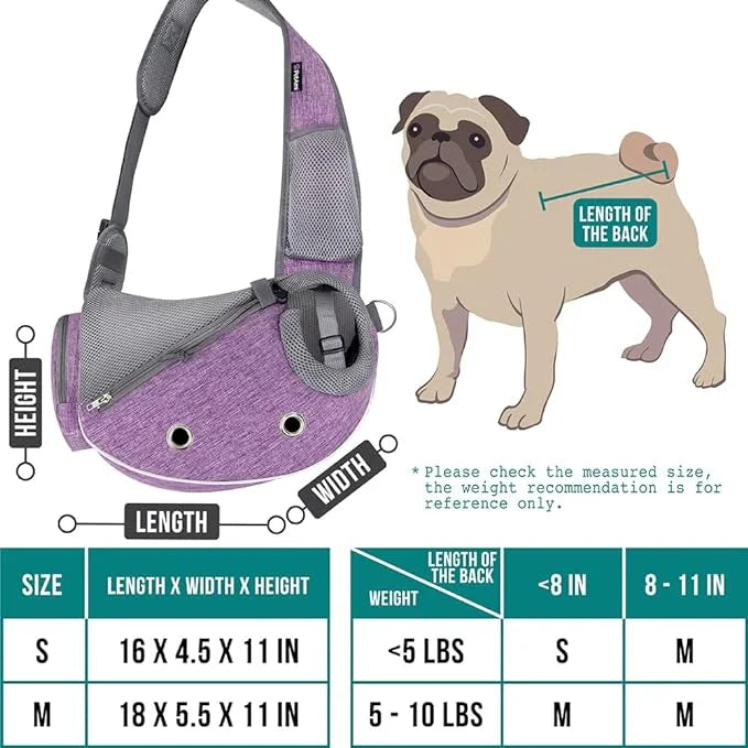 PetAmi Dog Sling Carrier for Small Dogs, Puppy Carrier Sling Purse, Dog Bags For Traveling, Carrying Bag to Wear Medium Ca...