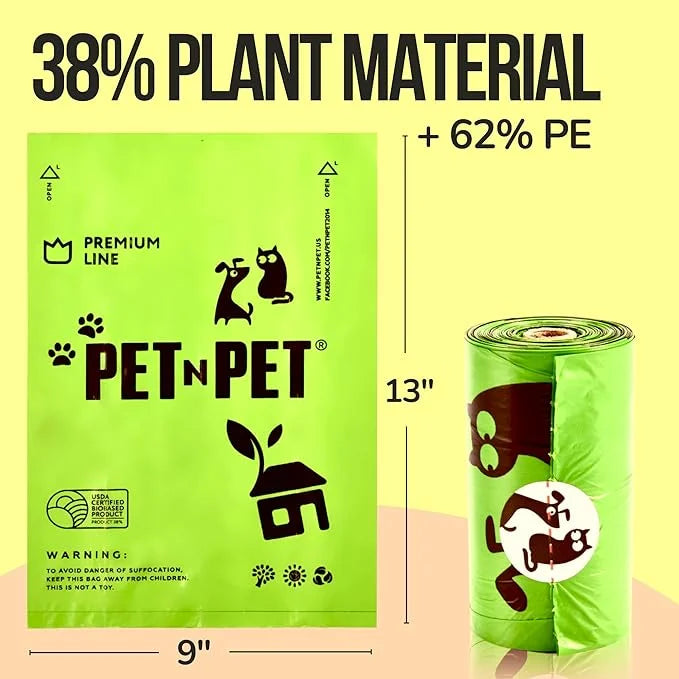 Pet N Pet 720 Counts, Unscented Dog Poop Bags Rolls, 38% Plant Based & 62% PE + 100% Plant Based Dog Wipes for Paws and Bu...