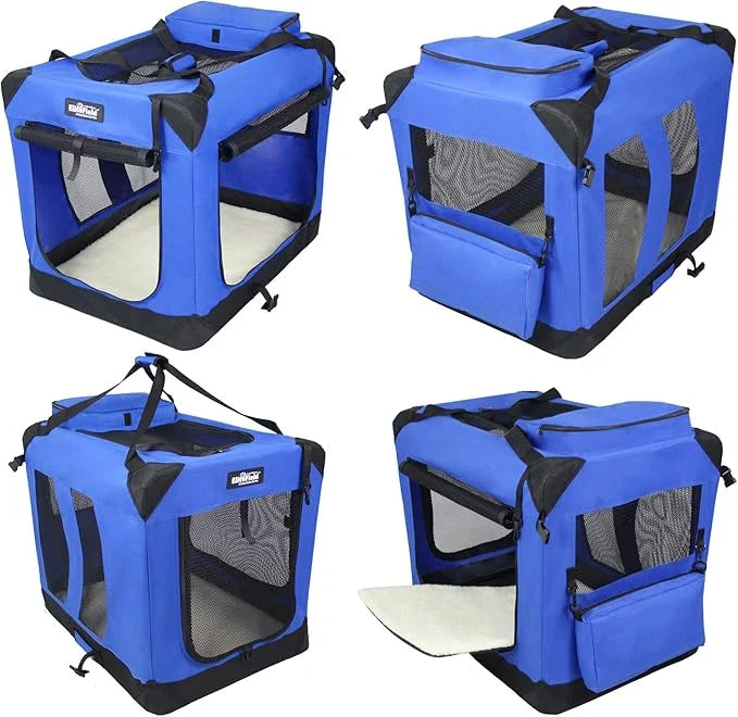 EliteField 3-Door Folding Soft Dog Crate with Carrying Bag and Fleece Bed (2 Year Warranty), Indoor & Outdoor Pet Home (42...