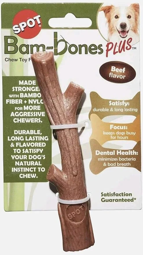 SPOT Bambones Bamboo Plus Bamboo Stick 2 Pack Bundle – Easy Grip Durable Dog Chew Toy for Aggressive Chewers & Puppies –A ...