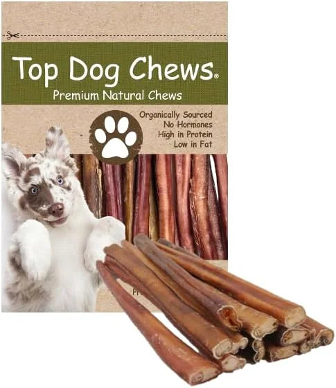 Top Dog Chews - Thick 12 Inch Bully Sticks, 100% Natural Beef, Free Range, Grass Fed, High Protein, Supports Dental Health...