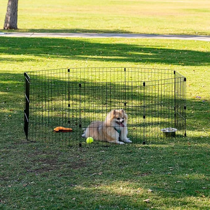 IRIS USA Metal Dog Playpen, 8-Panel 24" Pet Playpen, Puppy Playpen, Indoor/Outdoor Dog Fence, 58 x 58 x 24, Foldable, Cust...