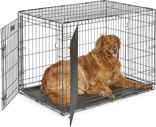MidWest Homes for Pets Newly Enhanced Single & Double Door iCrate Dog Crate, Includes Leak-Proof Pan, Floor Protecting Fee...