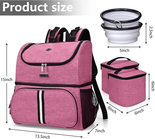 BAGLHER Pet Travel Bag, Double-Layer Pet Supplies Backpack (for All Pet Travel Supplies), Pet Travel Backpack with 2 Silic...