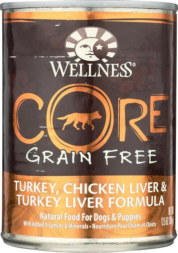 Wellness Core Grain Free Dog Food: Turkey, Chicken Liver, & Turkey Liver Formula, 12.5 oz - Product Image