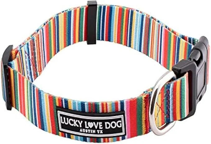 Lucky Love Dog Collar, Beautiful & Vivid Patterns, Rainbow Dog Collar for X-Large Dogs, Easy On & Off Clasp Accessory (Hip...