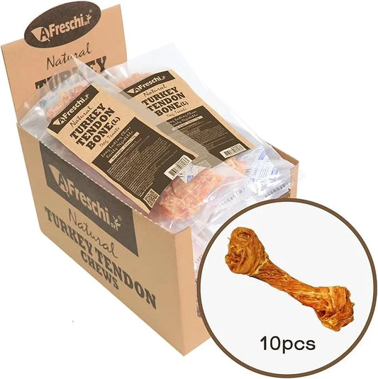 Afreschi Natural Turkey Tendon Bone (L) 10 Units/Box, Dog Treats for Signature Series, All Natural Human Grade Puppy Chew,...