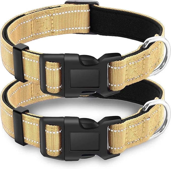 2 Pack Reflective Dog Collar with Safety Locking Buckle, Adjustable Soft Breathable Comfortable Nylon Pet Collar for Small...