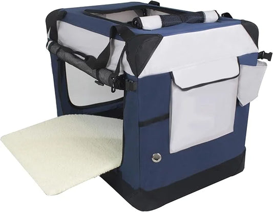EliteField 4-Door Folding Soft Dog Crate with Curtains, Carrying Bag and Fleece Bed (2 Year Warranty), Indoor & Outdoor Pe...