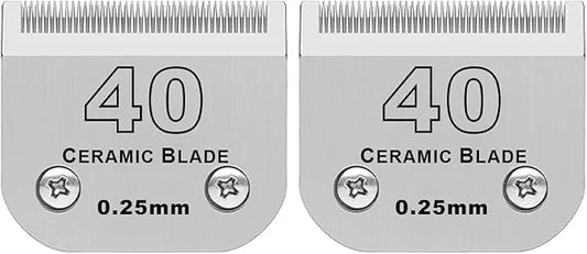 2 Pack Detachable Pet Dog Grooming Clipper Ceramic Blade,Compatible with Andis Size 40 Cut Length 1/100"(0.25mm),Compatibl...