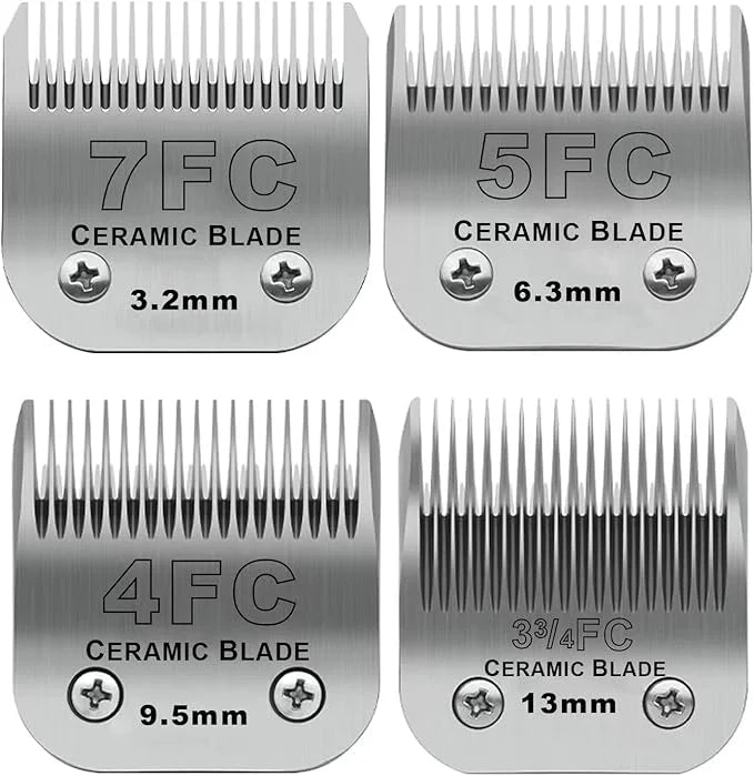 Size 7FC/5FC/4FC/3FC Detachable Pet Dog Grooming Clipper Ceramic Blades Set,Compatible with Andis,Oster A5,Wahl KM10 Serie...