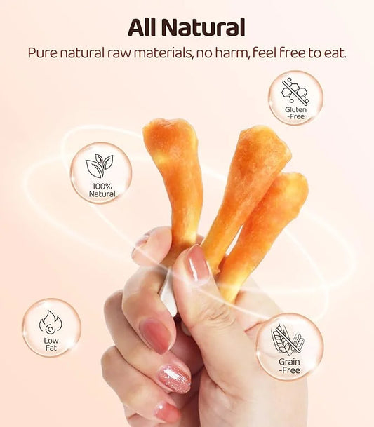 16OZ Dog Chewy Treats, Chicken Calcium Bone Dog Treats, Teeth Clean Training Chewy Snacks Dog Treats for Small Medium Larg...