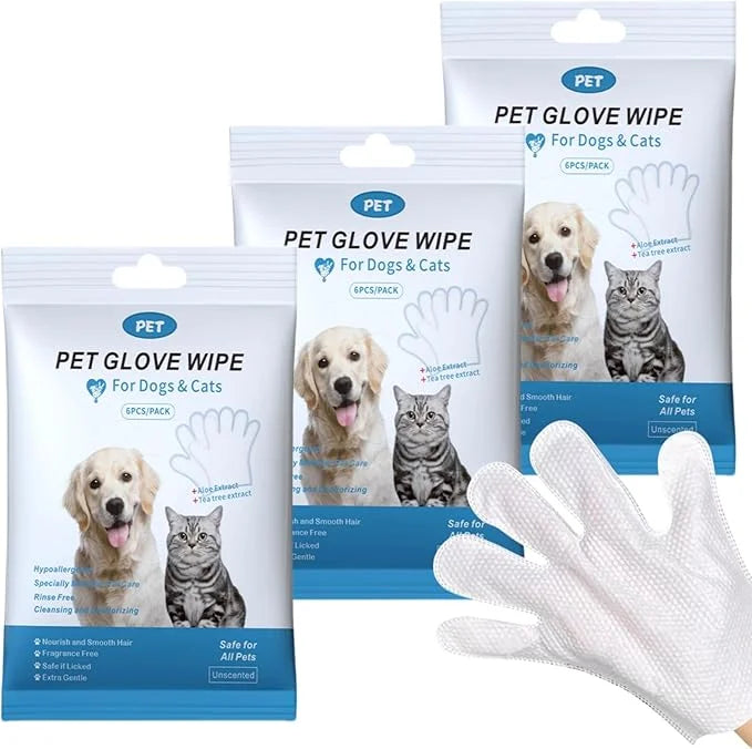 Extra Thick Pet Bathing Wipes for Dogs Cats,Cleaning Deodorizing Grooming Gloves,Nourish Fur Glove Wipes for Daily Care an...