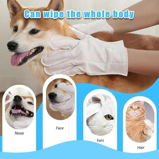 Dog and Cat Cleaning Gloves, Cleaning and Deodorizing Grooming Gloves, Dog and Cat Fur Face, Ears, Eyes, Paws Cleaner, Pet...