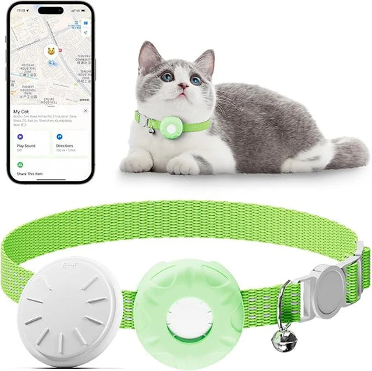 Cat Tracker, Pet Tracker for Cats, Cat GPS Tracker Collar with Safety Elastic Buckle, GPS Tracker Compatible with Apple Fi...