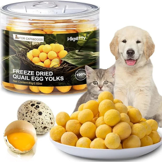 Freeze Dried Cat and Dog Treats Quail Egg Yolk, Healthy Tasty Snacks for Cats Dogs Training, Natural Freeze-Dried Limited ...