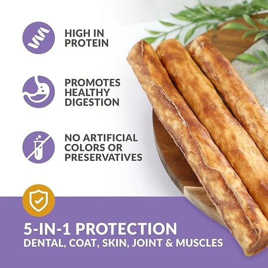 Collagen Chews for Dogs, Stick Dog Treat for Medium & Large Dogs (10" 3ct, Real Duck) - Dog Chews Long Lasting, Rawhide Fr...