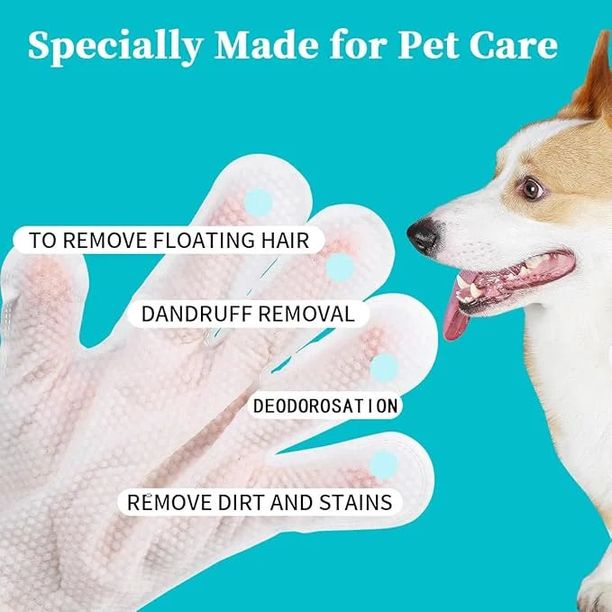 Pet Glove Wipes for Dogs Cats, Extra Thick Hypoallergenic Dog Dry Cleaning Bath Gloves Wipes Deodorizing for Paws/Butt/Tee...