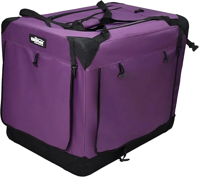 EliteField 4-Door Folding Soft Dog Crate with Curtains, Carrying Bag and Fleece Bed (2 Year Warranty), Indoor & Outdoor Pe...