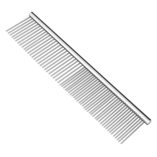 Flexzion Pet Grooming Comb Stainless Steel Cats Dogs Puppy Medium Animals Fur Trimmer Brush Accessory Tool With Smooth Tee...
