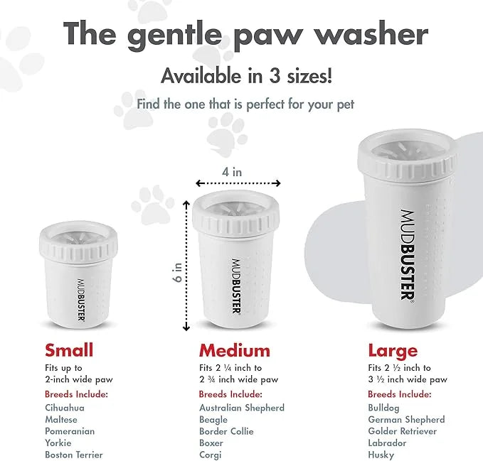 Dexas MudBuster Portable Dog Paw Cleaner, Medium, Bright White Special Edition, Premium Pet Supplies and Accessories - Pro...