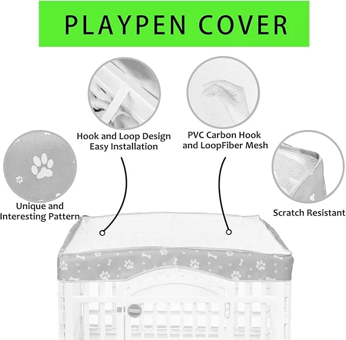 2 Pack Dog Playpen Cover and Bottom Pad Fits for 36 Inch 4 Panels Pet Playpen, Dog Crate Pad Puppy Play Pen Cover, Hoop an...