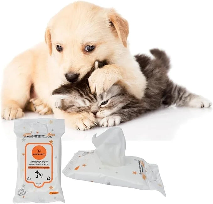 Aurora Pet Wipes – 100% Natural, Plant-Based Hypoallergenic Grooming Wipes for Dogs & Cats (60-Count Travel Pack) - Produc...