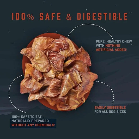 Wild Wolf USA Pig Ears (5 Pack) 100% Natural Dog Chew Treat - Sourced and Baked in The USA - Healthy, High Protein Snack -...