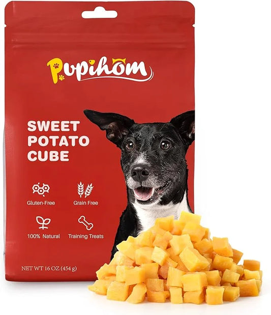 16OZ Sweet Potato Dog Training Treats，Potato Cube Dog Training Treats Reward Snacks for Small Medium Large Dogs， High Prot...