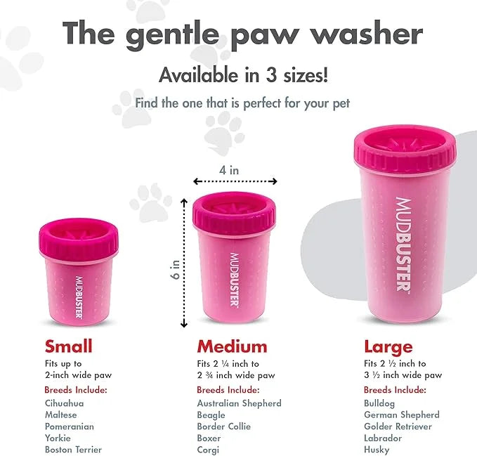 Dexas Pink Medium Dog Paw Cleaner, MudBuster - Premium Quality Pet Supplies and Dog Accessories for Dogs, Easy to Use, Mes...