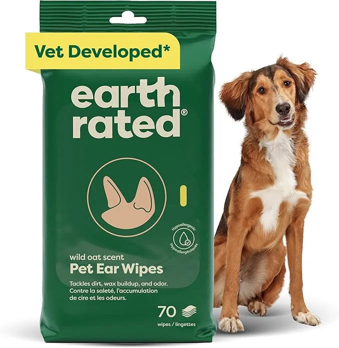 Earth Rated Vet-Developed Pet Ear Wipes, Hypoallergenic Cleaner for Dogs & Cats Ears to Remove Dirt and Wax Build Up, Wild...