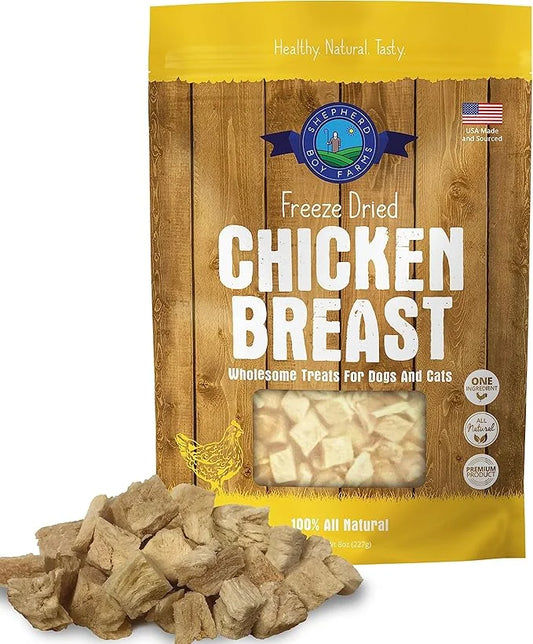 Freeze Dried Dog and Cat Treats, Chicken Breast, All Natural Freeze-Dried Dog Treat & Dog Snacks, Made in USA, High in Pro...